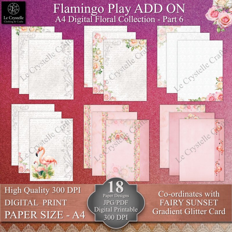A4 Sunset Flamingo Play Digital ADD ON Floral Collection Part 6 ...