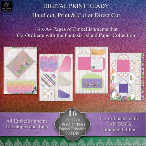 Digital Fantasia Island Envelopes, Tags and Embellishment Collection - Image 2