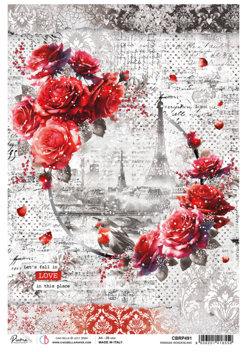 Paris Je t’aime Rice Paper A4 Parisian Wonderland