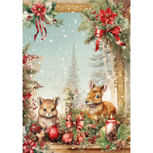 Hot Cocoa & Holly Rice Paper A5 MIXED 8/Pkg - Image 2