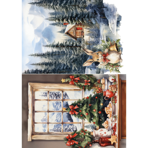 Hot Cocoa & Holly Rice Paper A5 MIXED 8/Pkg - Image 4