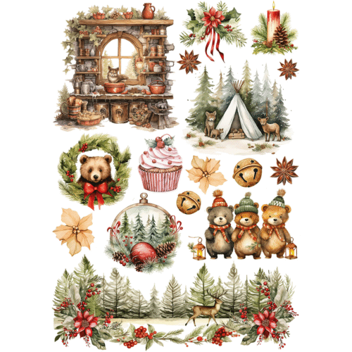 Hot Cocoa & Holly Rice Paper A5 MIXED 8/Pkg - Image 5