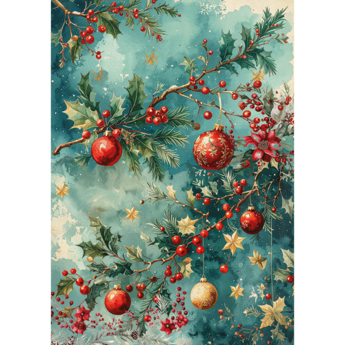 Hot Cocoa & Holly Rice Paper A5 MIXED 8/Pkg - Image 8