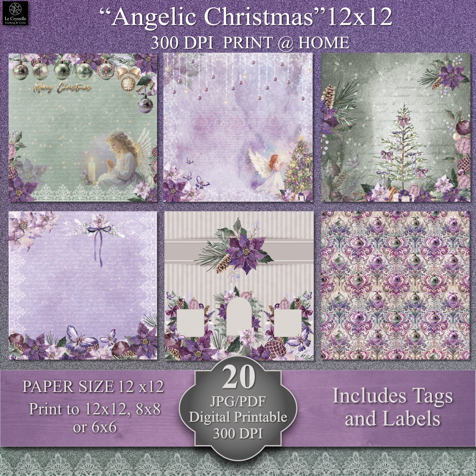 Angelic Christmas Digital Paper Collection