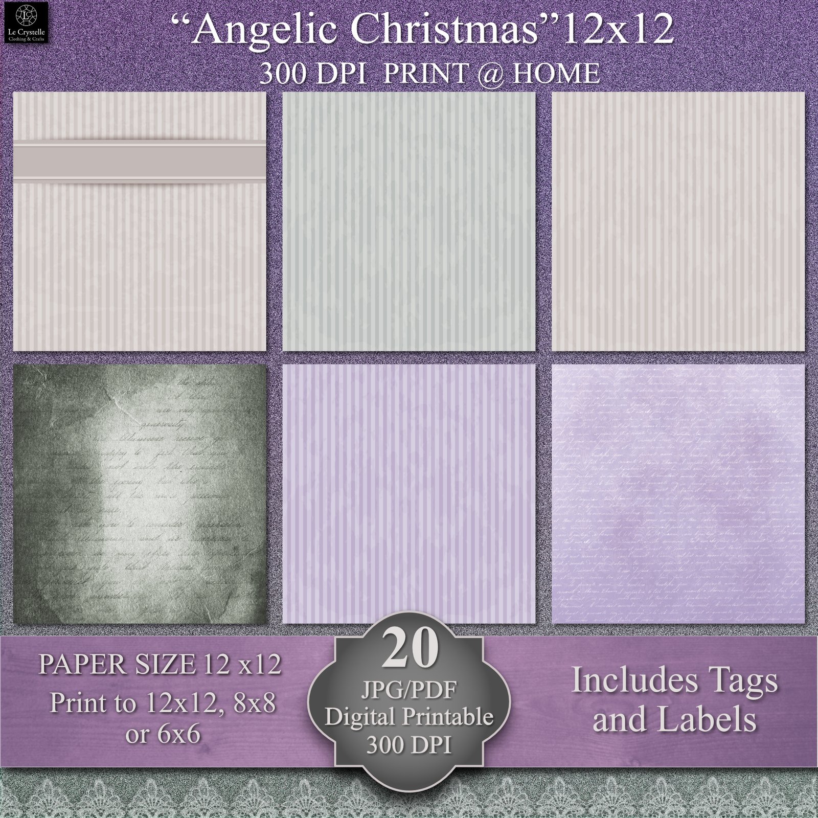 Angelic Christmas Digital Paper Collection - Image 3