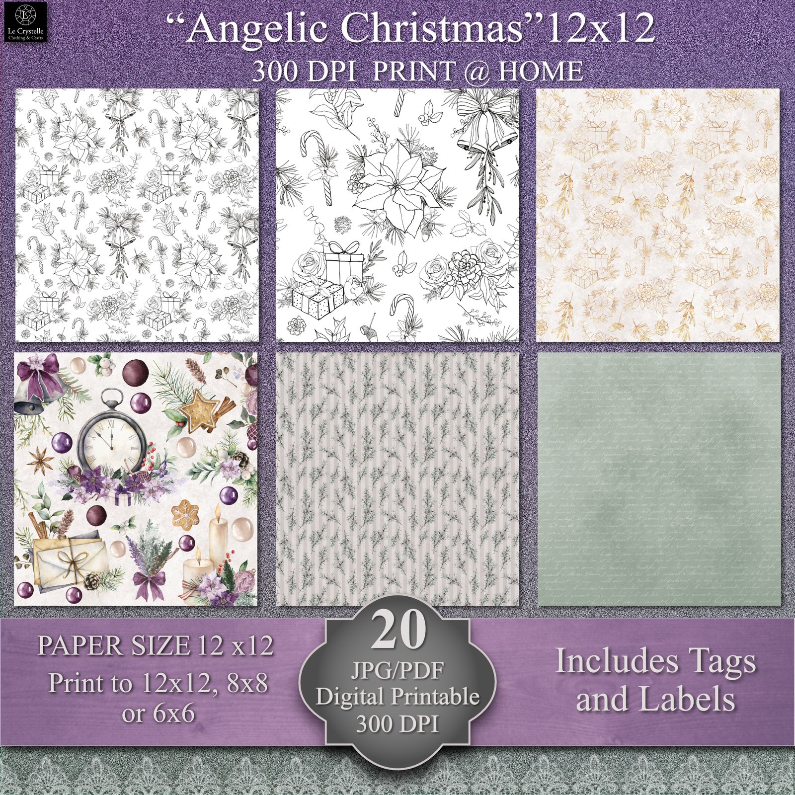 Angelic Christmas Digital Paper Collection - Image 4