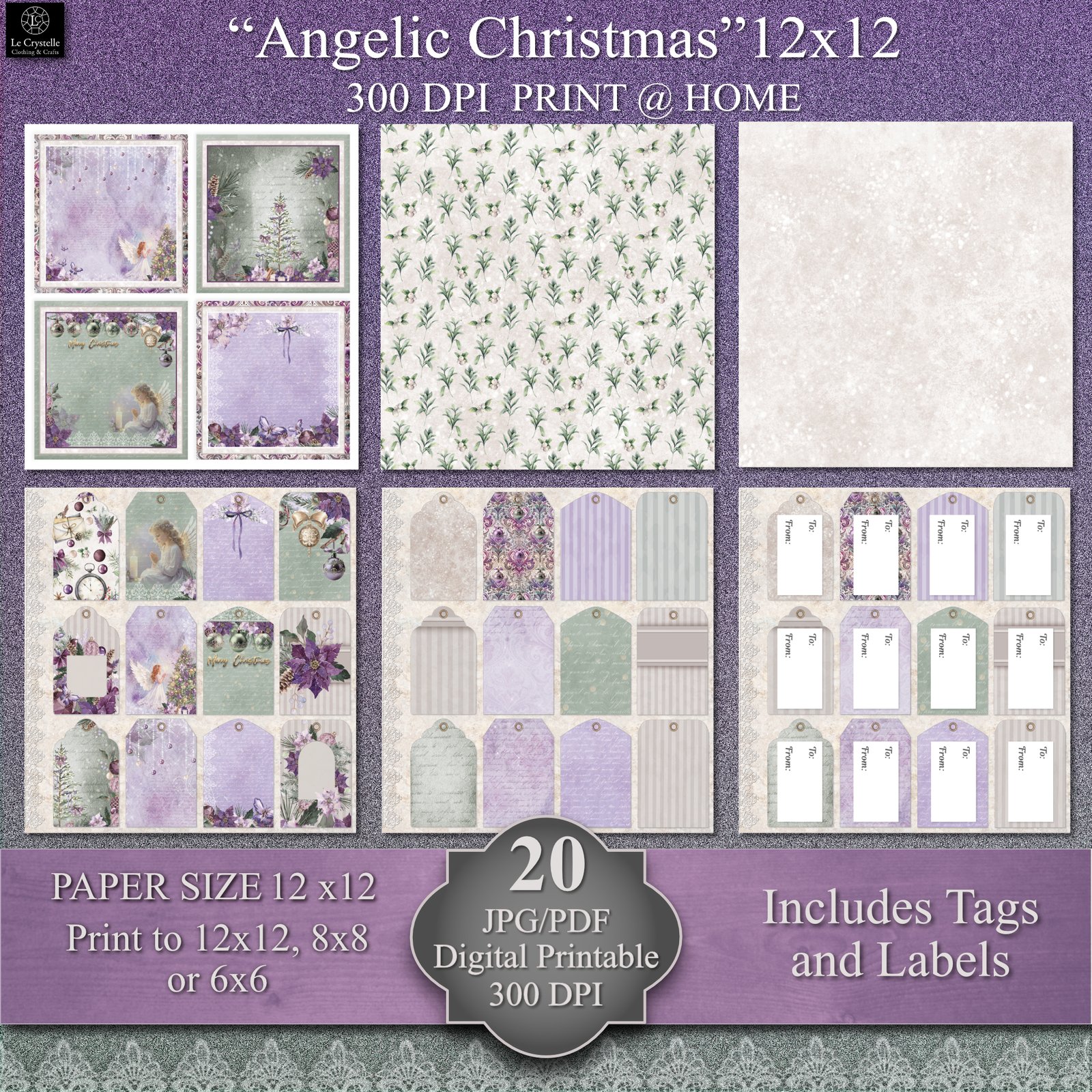 Angelic Christmas Digital Paper Collection - Image 5