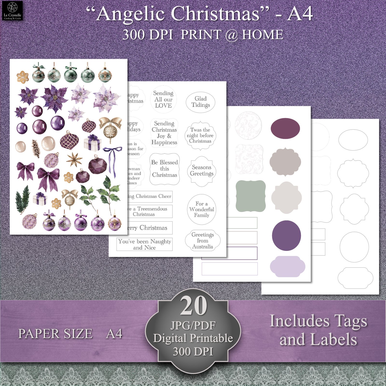 Angelic Christmas Digital Paper Collection - Image 6