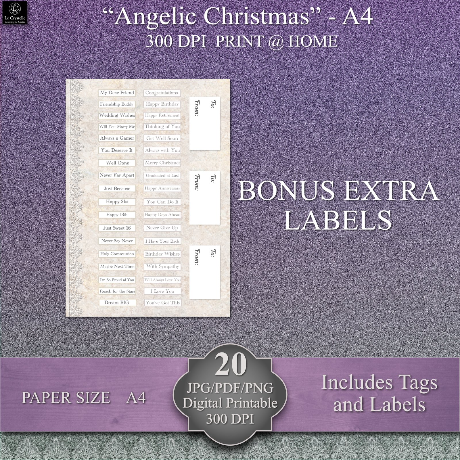 Angelic Christmas Digital Paper Collection - Image 7