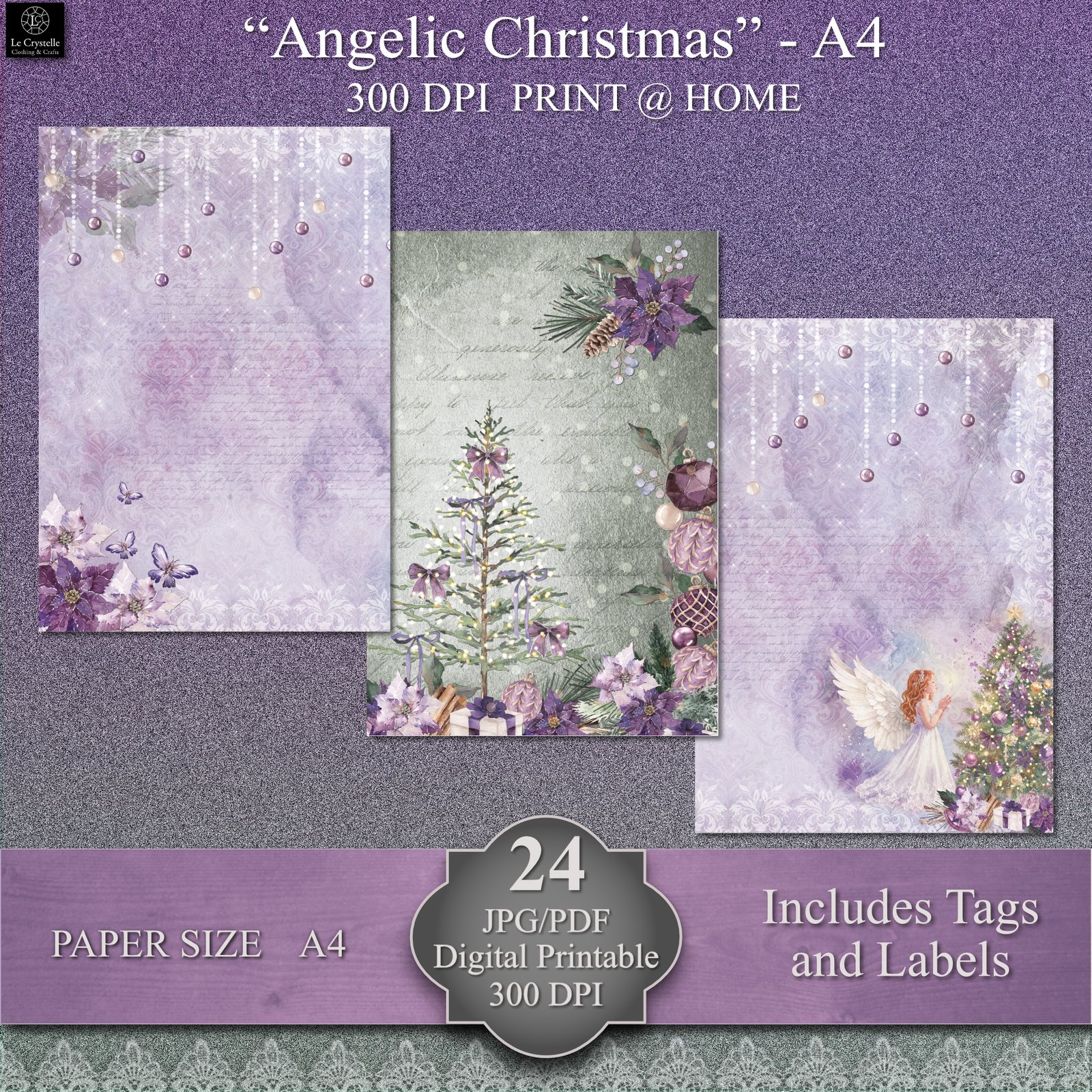 Angelic Christmas A4 Digital Paper Collection