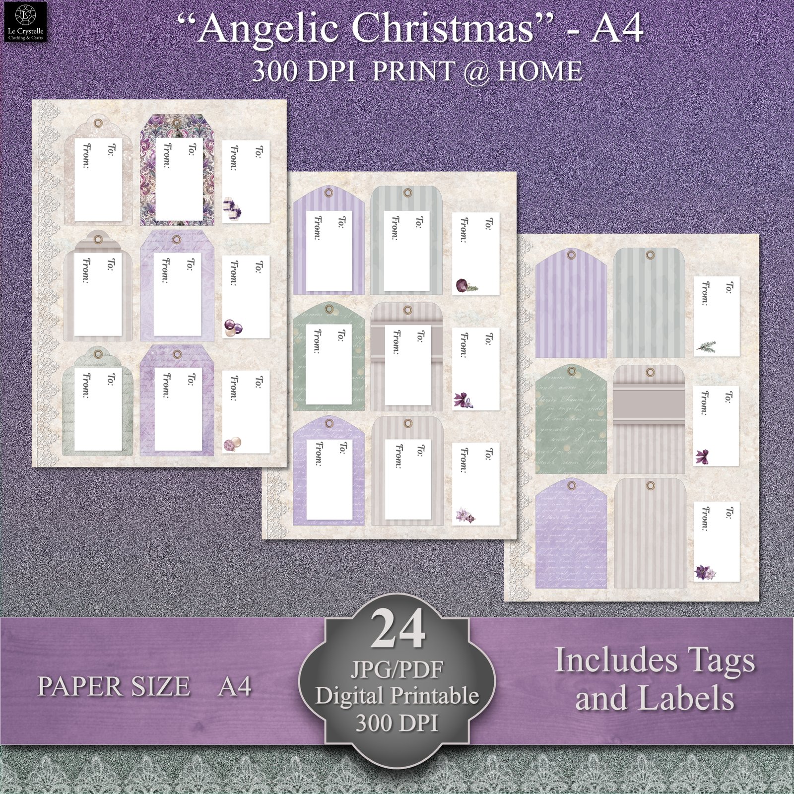 Angelic Christmas A4 Digital Paper Collection - Image 10