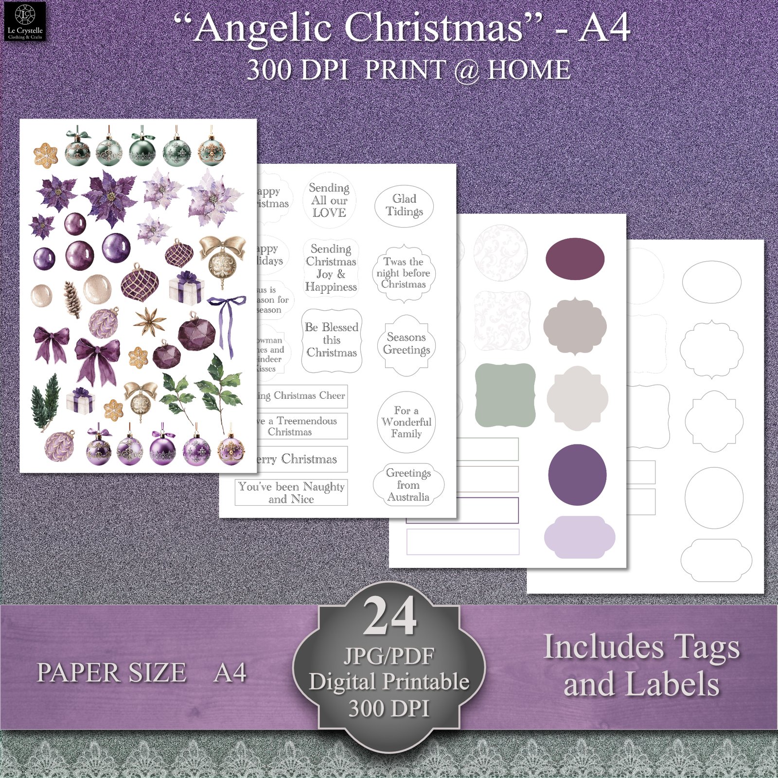 Angelic Christmas A4 Digital Paper Collection - Image 11