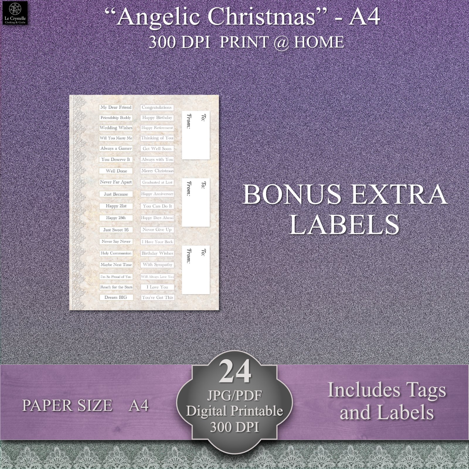 Angelic Christmas A4 Digital Paper Collection - Image 12