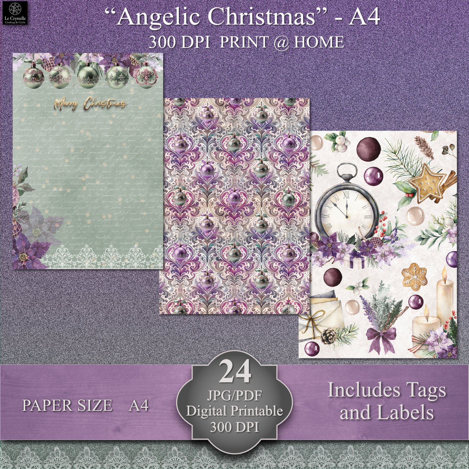 Angelic Christmas A4 Digital Paper Collection - Image 3