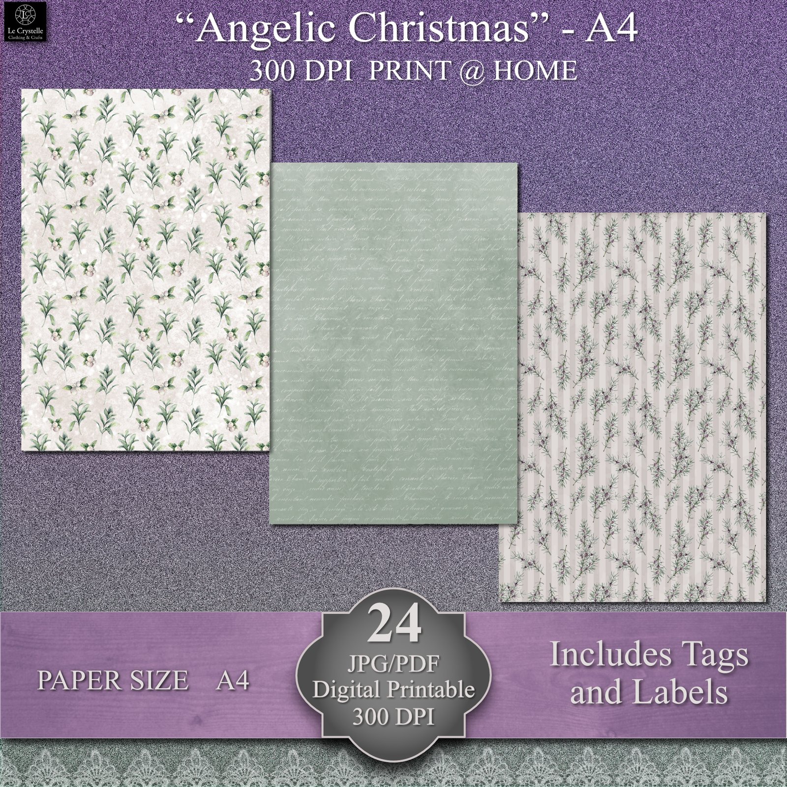 Angelic Christmas A4 Digital Paper Collection - Image 5