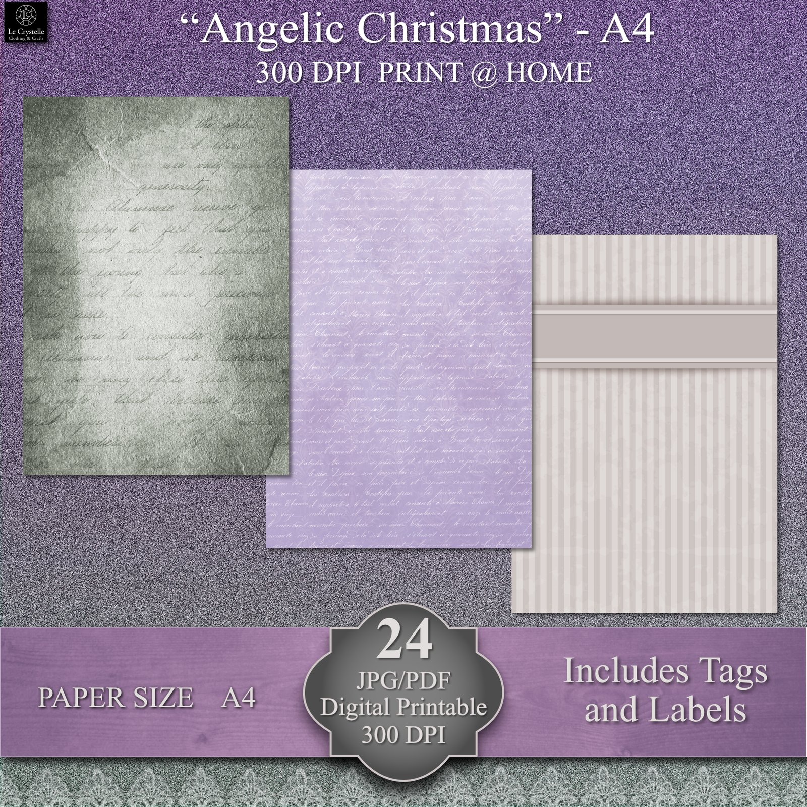 Angelic Christmas A4 Digital Paper Collection - Image 6