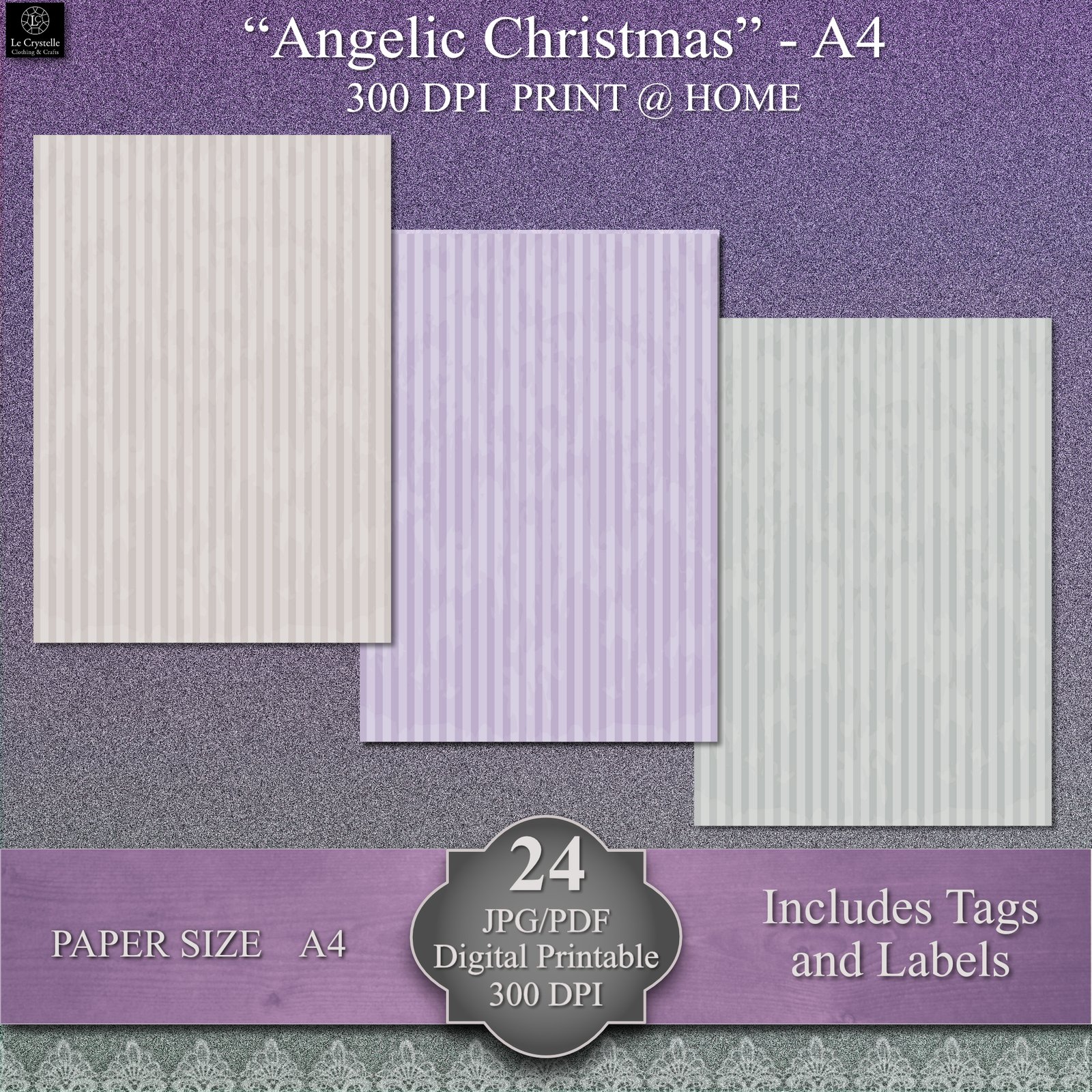 Angelic Christmas A4 Digital Paper Collection - Image 7
