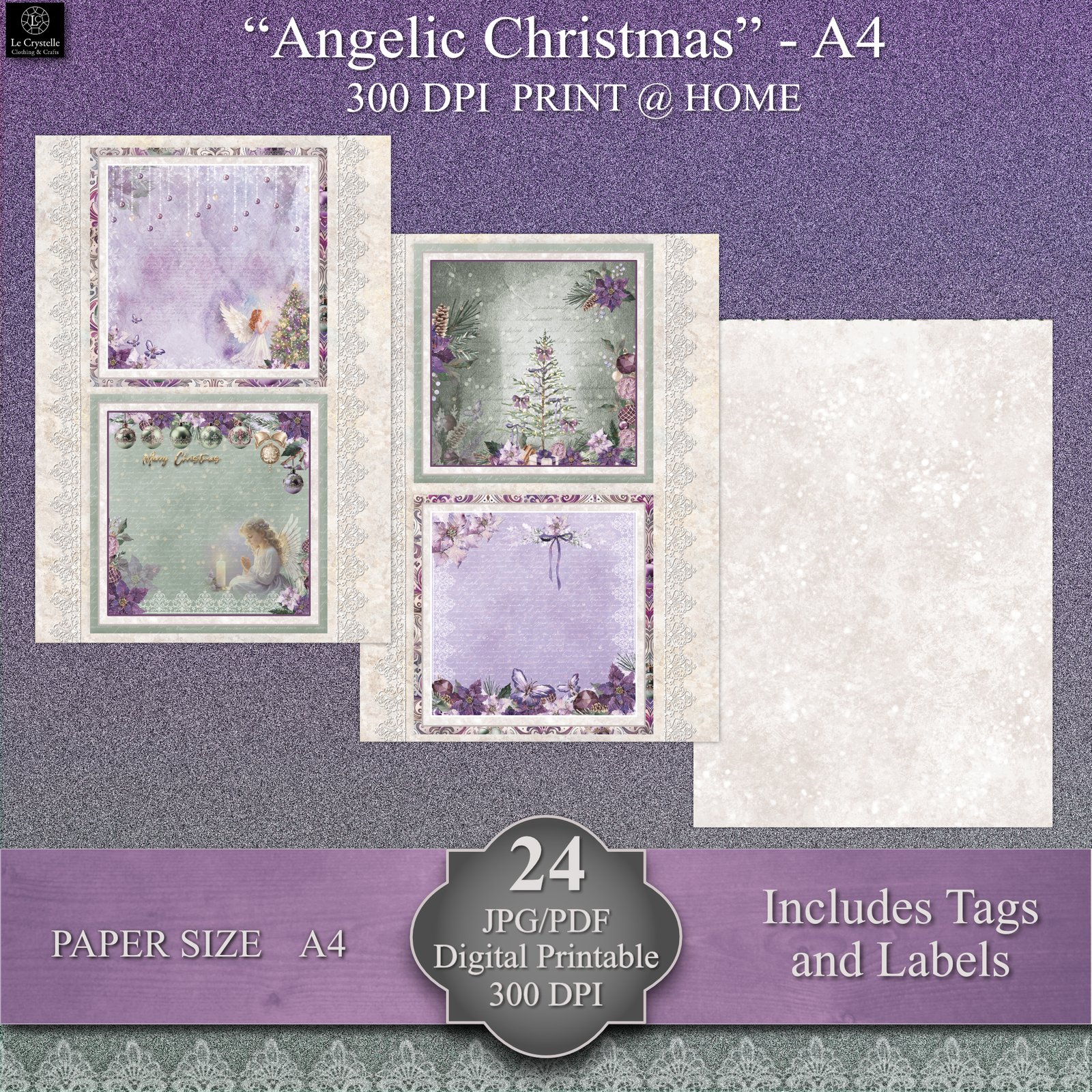 Angelic Christmas A4 Digital Paper Collection - Image 8