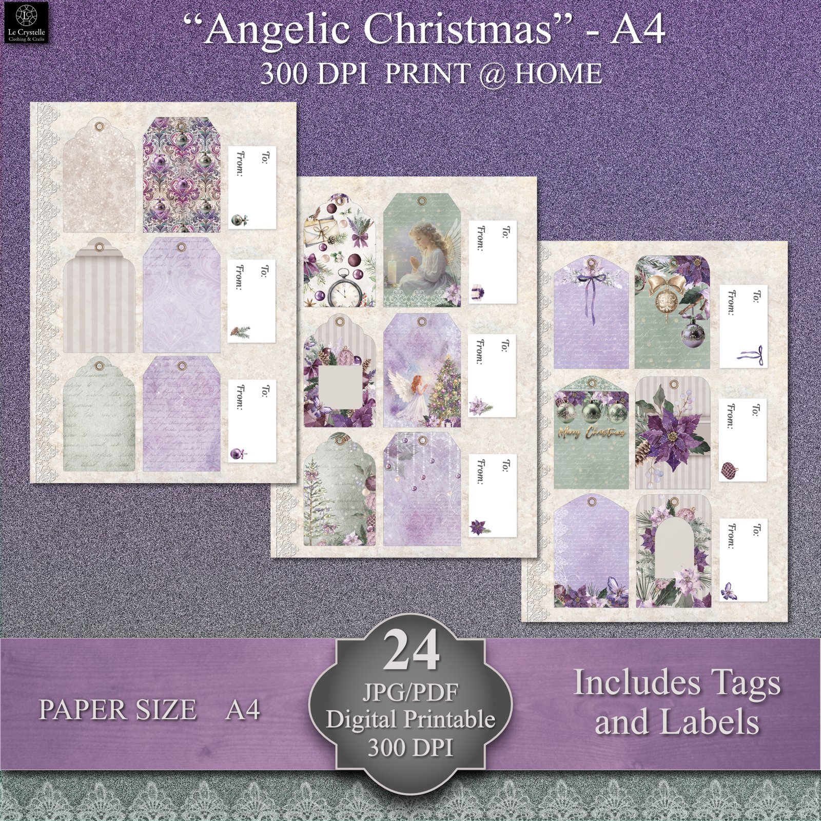 Angelic Christmas A4 Digital Paper Collection - Image 9