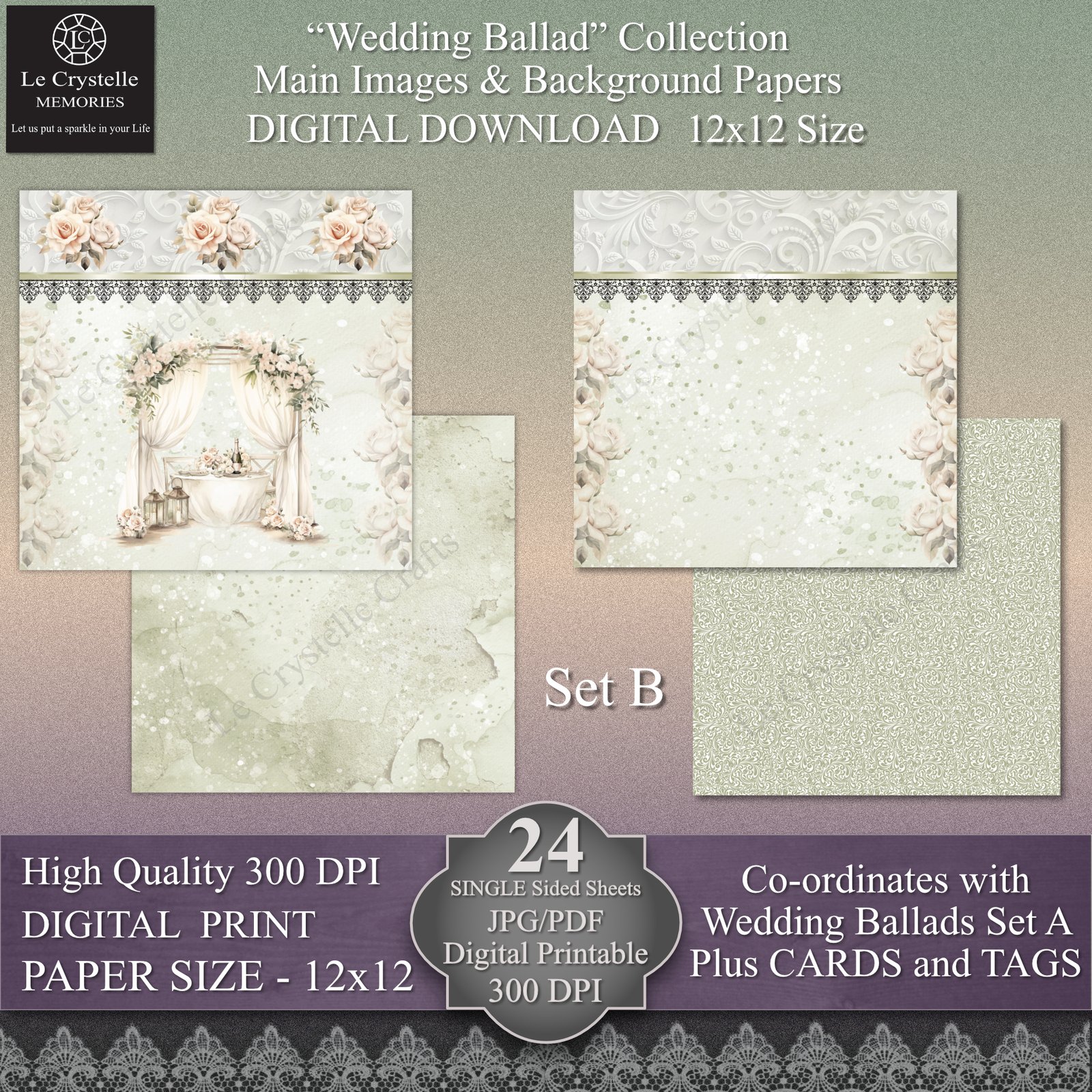 Wedding Ballad Set B 12x12 - Image 4