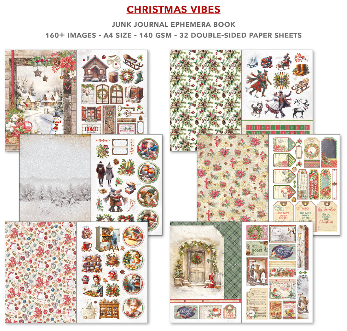 Ephemera Book Christmas Vibes A4 32/Pkg - Image 3
