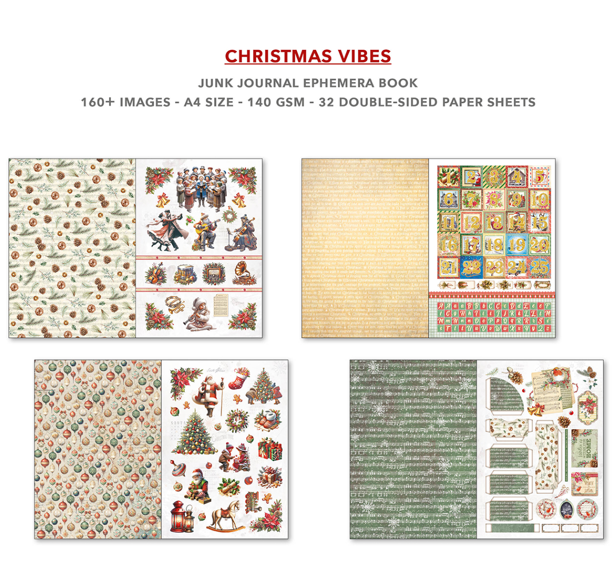 Ephemera Book Christmas Vibes A4 32/Pkg - Image 4