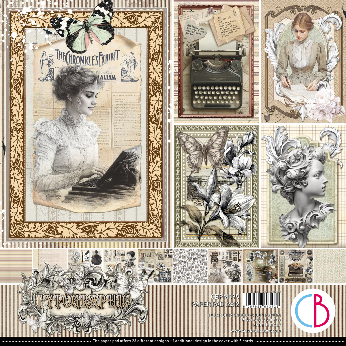 Typographic Paper Pad 12"x12" 12/Pkg