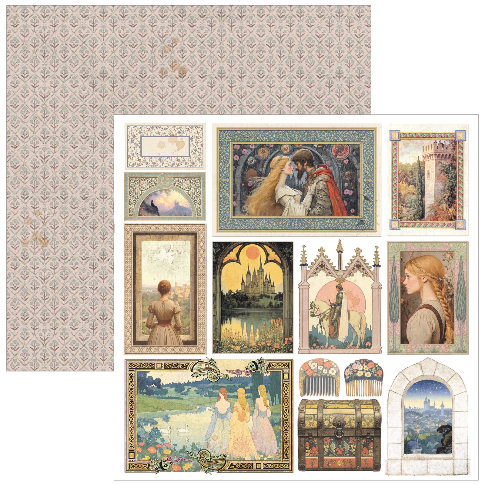 Courtly Love Patterns Pad 12"x12" 8/Pkg - Image 7