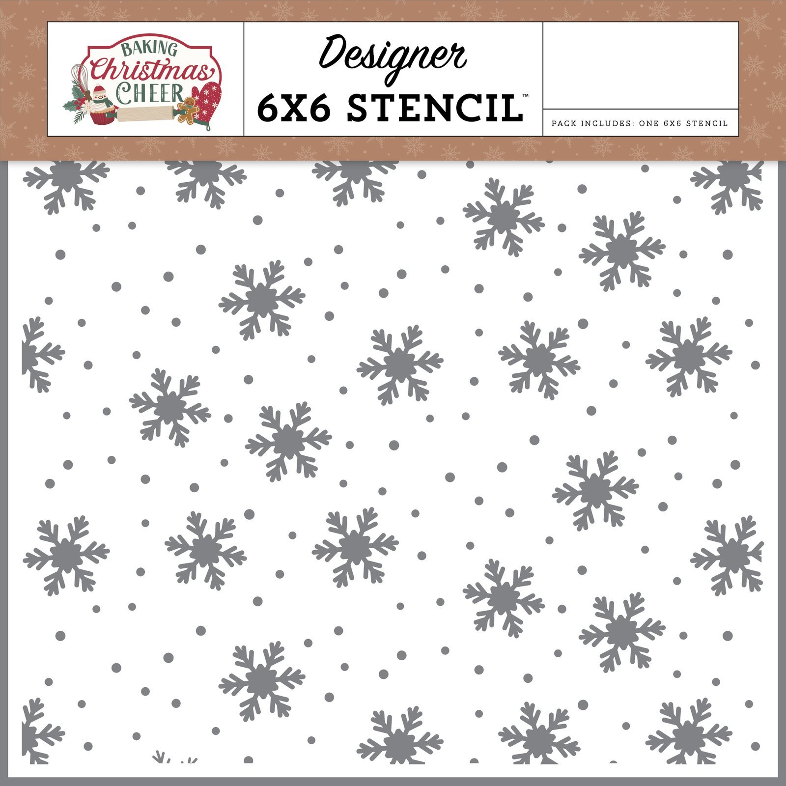 Baking Christmas Cheer Joyful Snowflakes Stencil