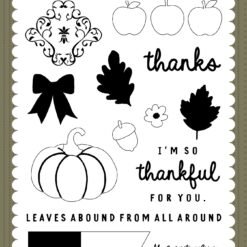 Here Comes Autumn Fall Day Damask Stamp Set