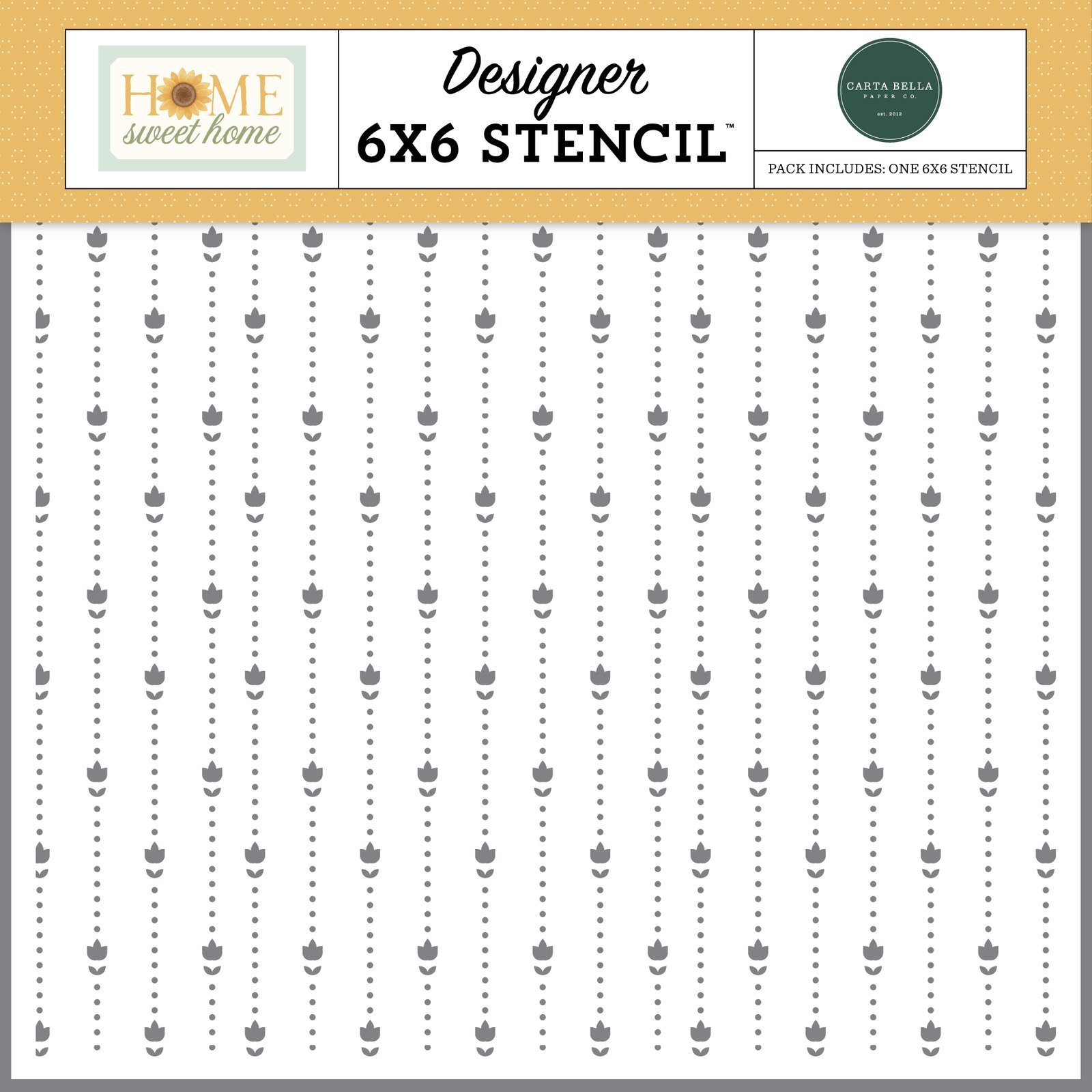 Home Sweet Home Dotted Floral Line Stencil