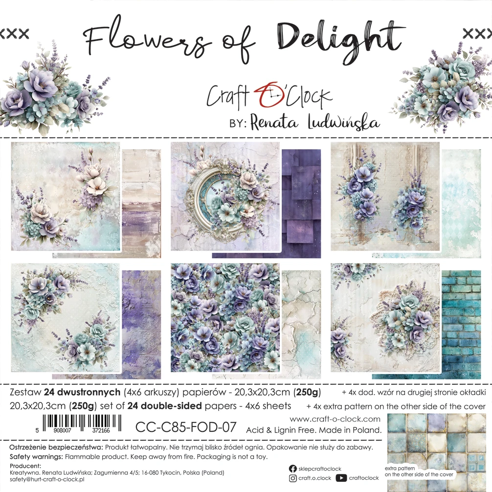 Craft O'Clock Flowers of Delight 8x8 Main Papers