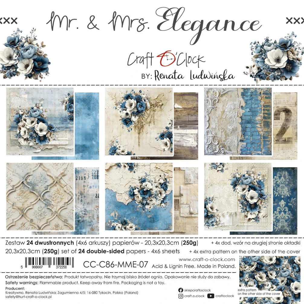 Alternative view of Craft O'Clock Mr & Mrs Elegance 8x8 Mixed Set Papers