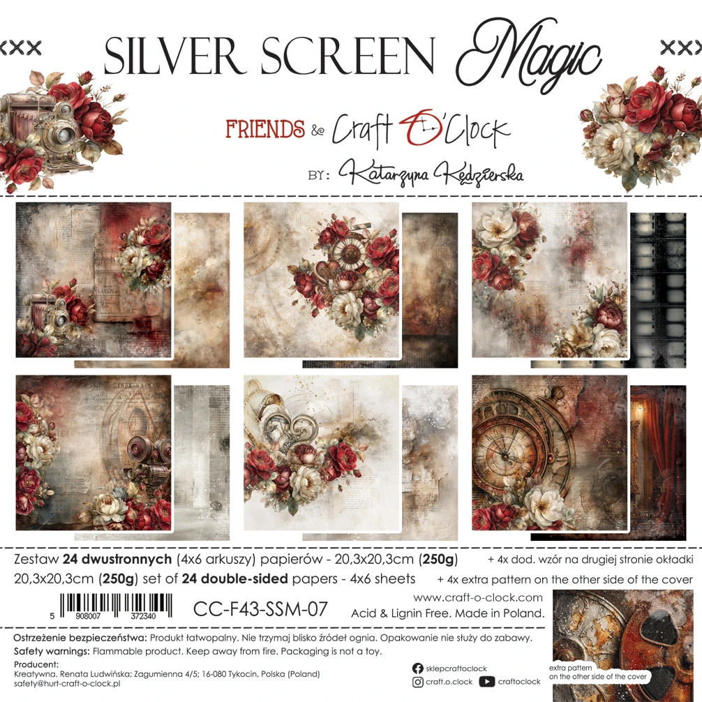 Alternative view of Craft O'Clock Silver Screen Magic 8x8 Mixed Set Papers