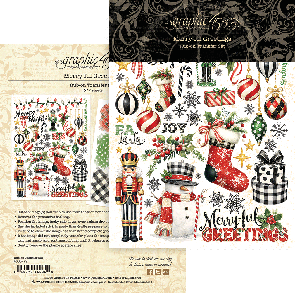 Graphic 45 Merry-ful Greetings Rub-on Transfers