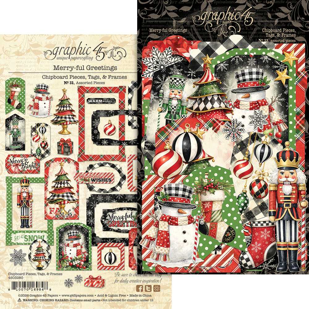 Graphic 45 Merry-ful Greetings Chipboard Pieces