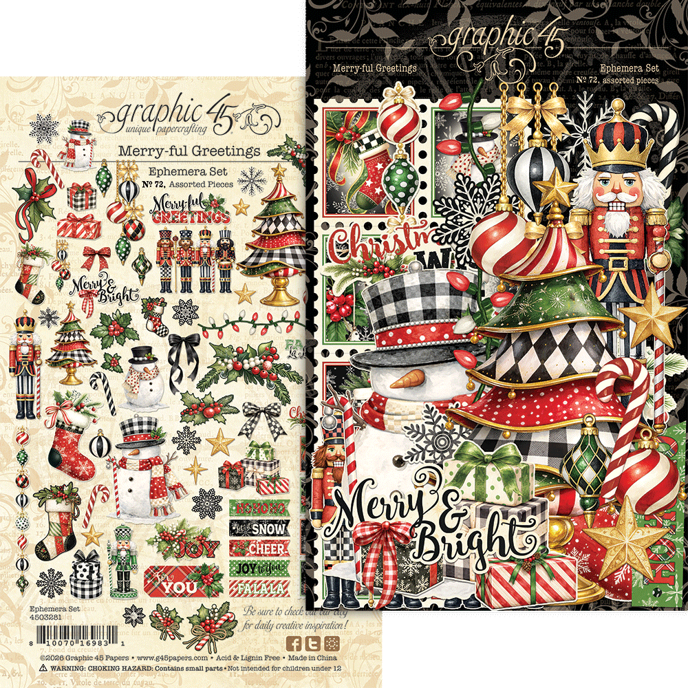 Graphic 45 Merry-ful Greetings Ephemera Set