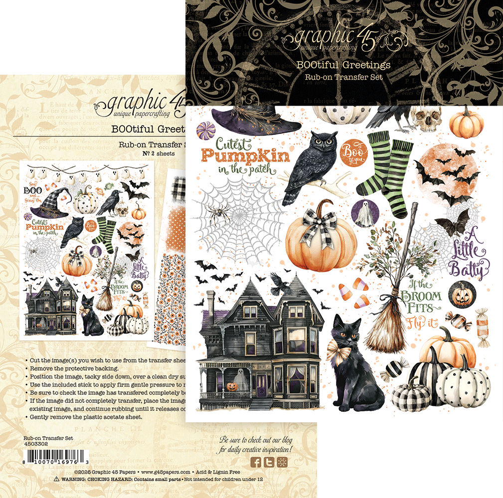 Graphic 45 BOOtiful Greetings Rub-on Transfers