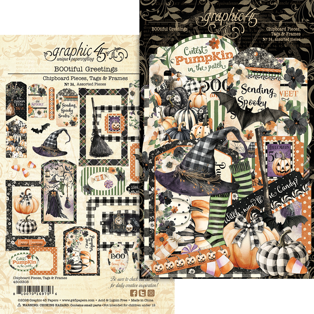 Graphic 45 BOOtiful Greetings Chipboard Pieces