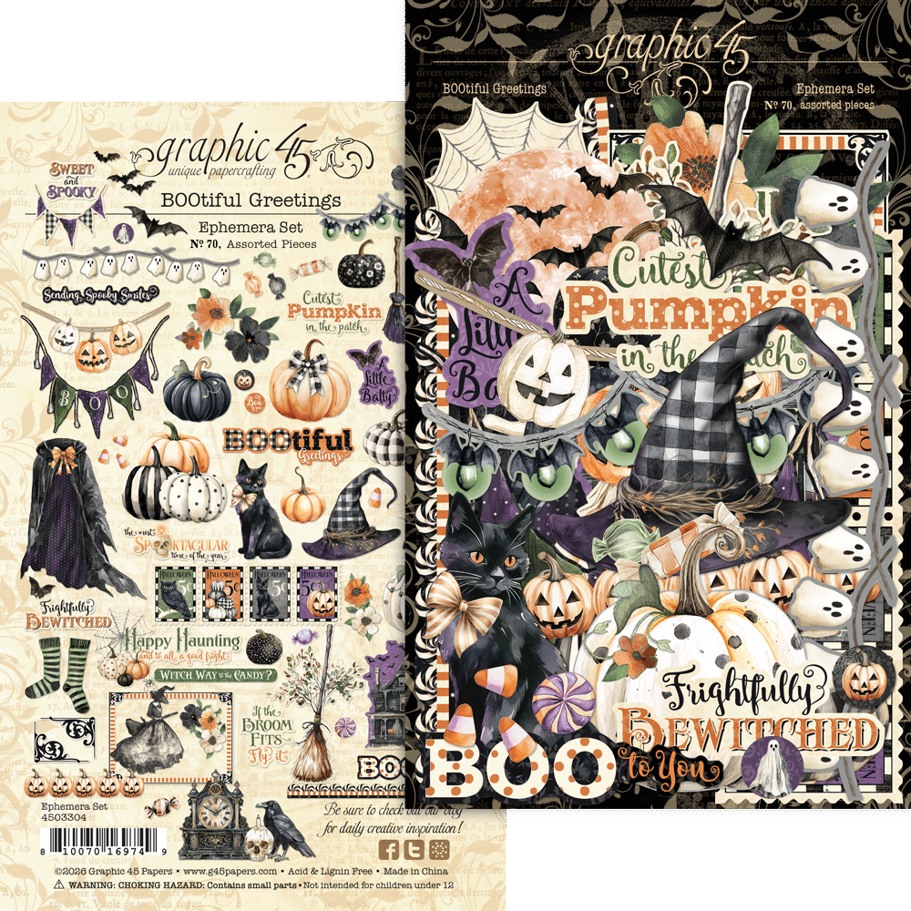 Graphic 45 BOOtiful Greetings Ephemera Set