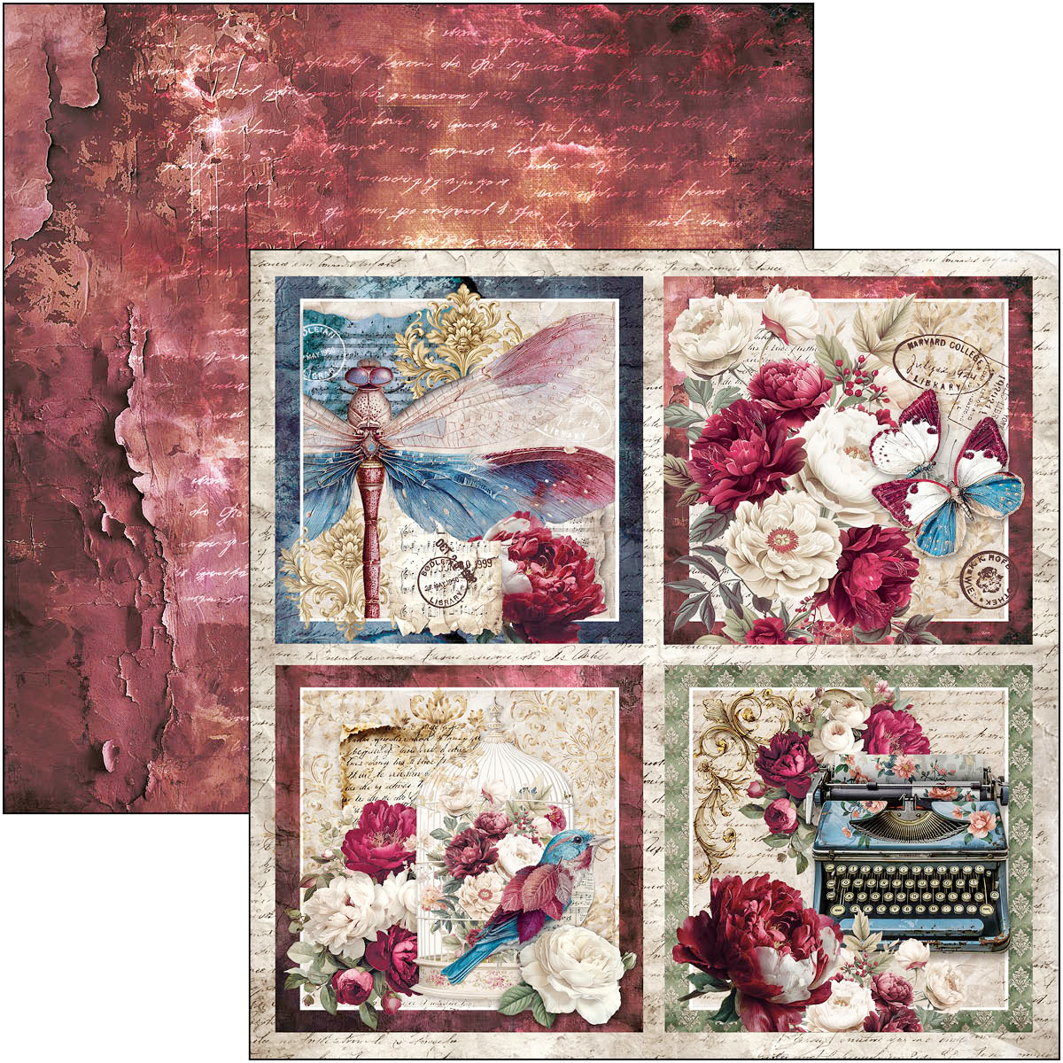 Bohemian Burgundy Patterns Pad 12"x12" 8/Pkg - Image 5