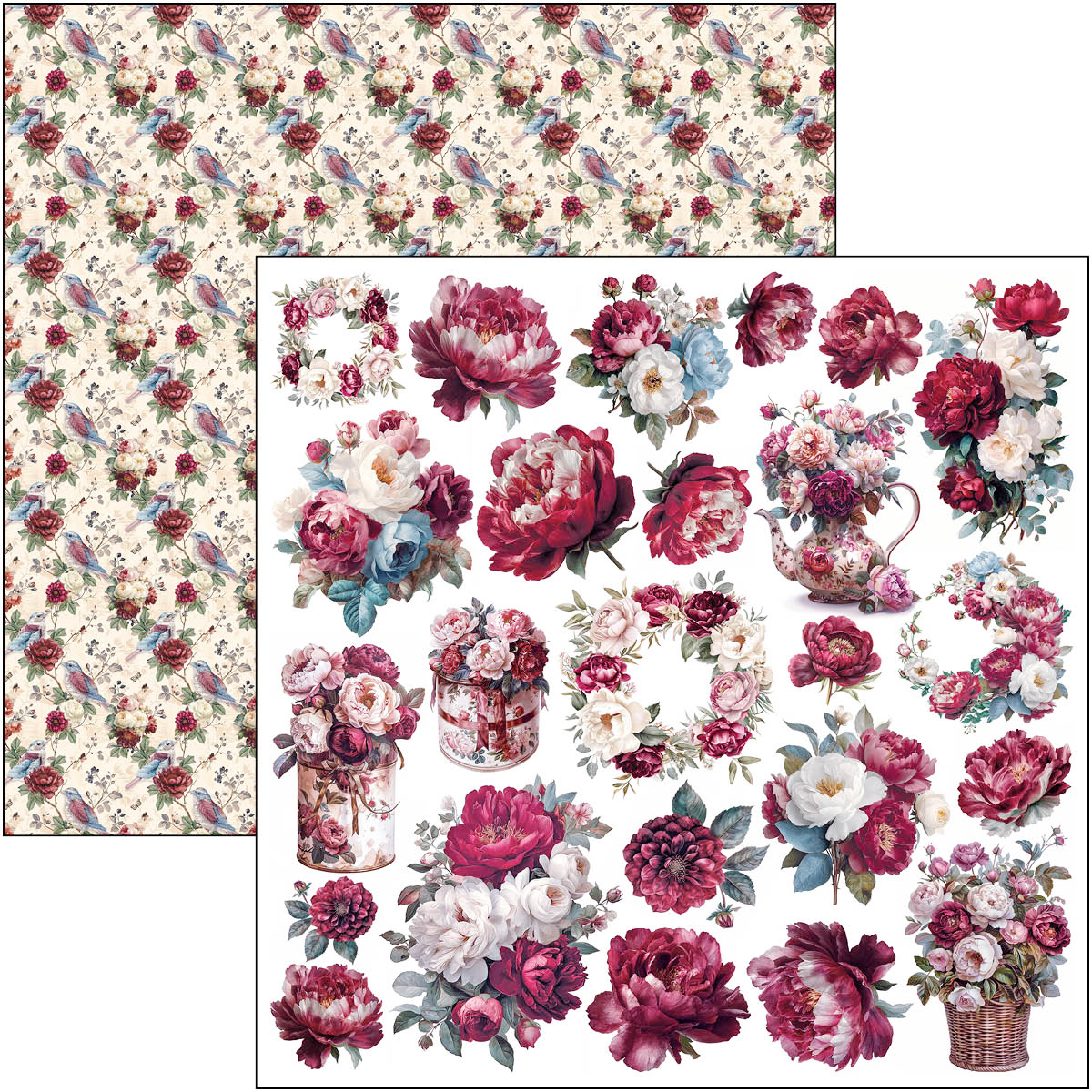 Bohemian Burgundy Patterns Pad 12"x12" 8/Pkg - Image 7