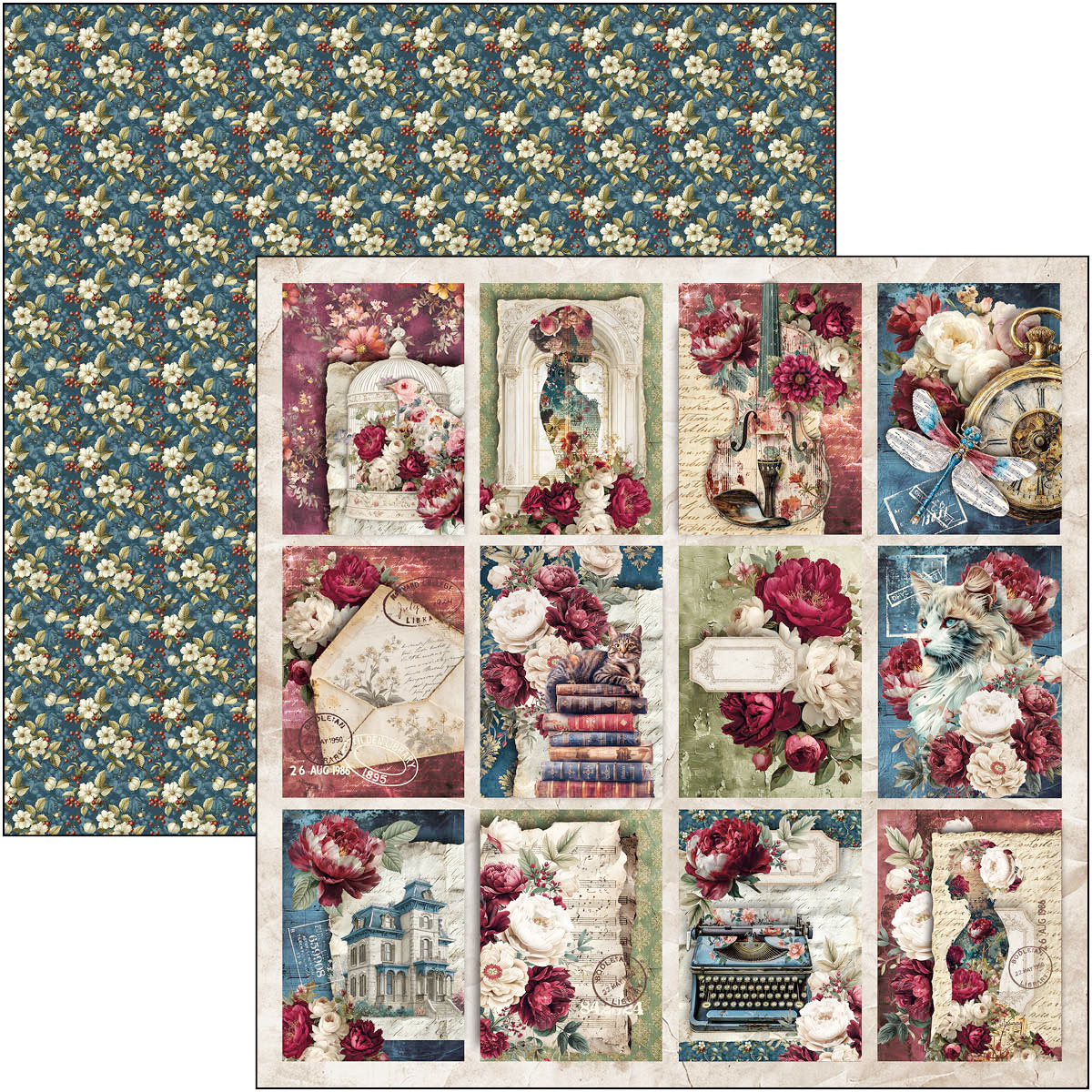 Bohemian Burgundy Patterns Pad 12"x12" 8/Pkg - Image 9