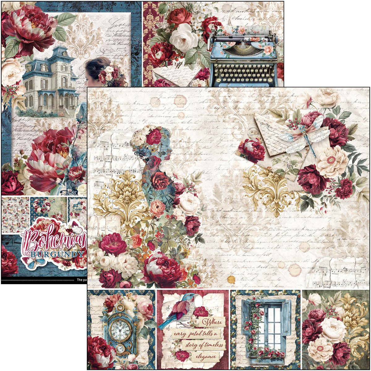 Bohemian Burgundy Paper Pad 12"x12" 12/Pkg - Image 2