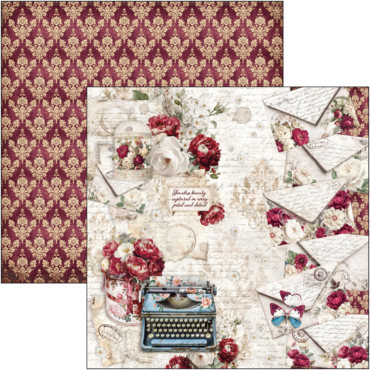 Bohemian Burgundy Paper Pad 12"x12" 12/Pkg - Image 3