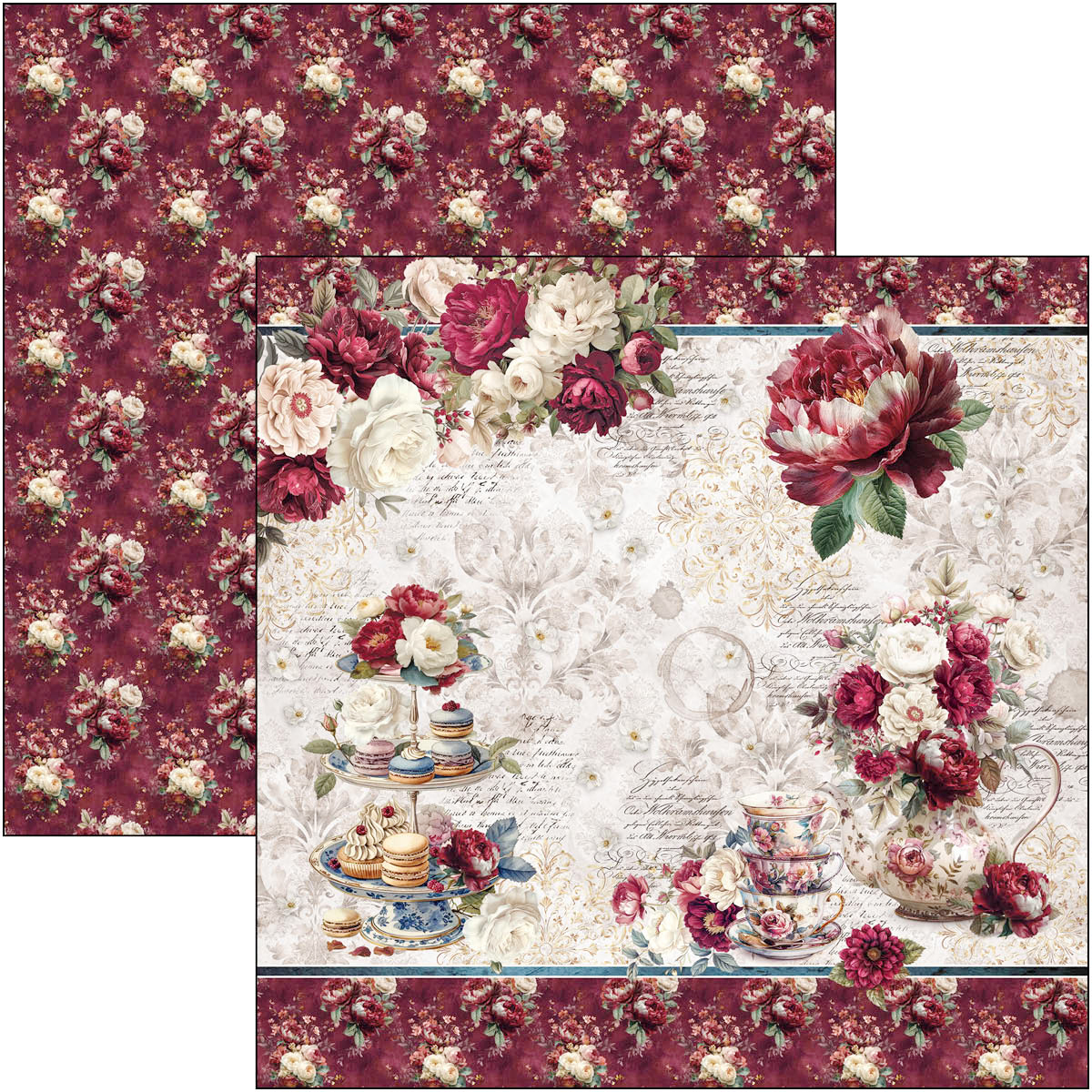 Bohemian Burgundy Paper Pad 12"x12" 12/Pkg - Image 10