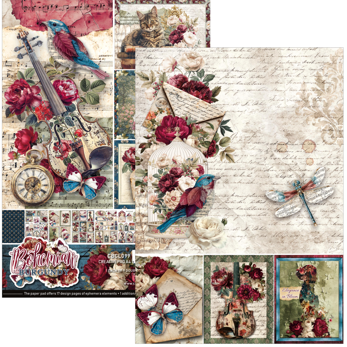 Bohemian Burgundy Creative Pad A4 9/Pkg - Image 2