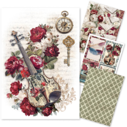 Bohemian Burgundy Rice Paper Set A4 MIXED 4/Pkg