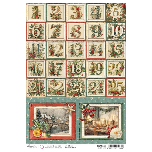 Merry & Bright Rice Paper A4 Advent Days