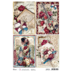 Bohemian Burgundy Rice Paper A4 Sweet Melody